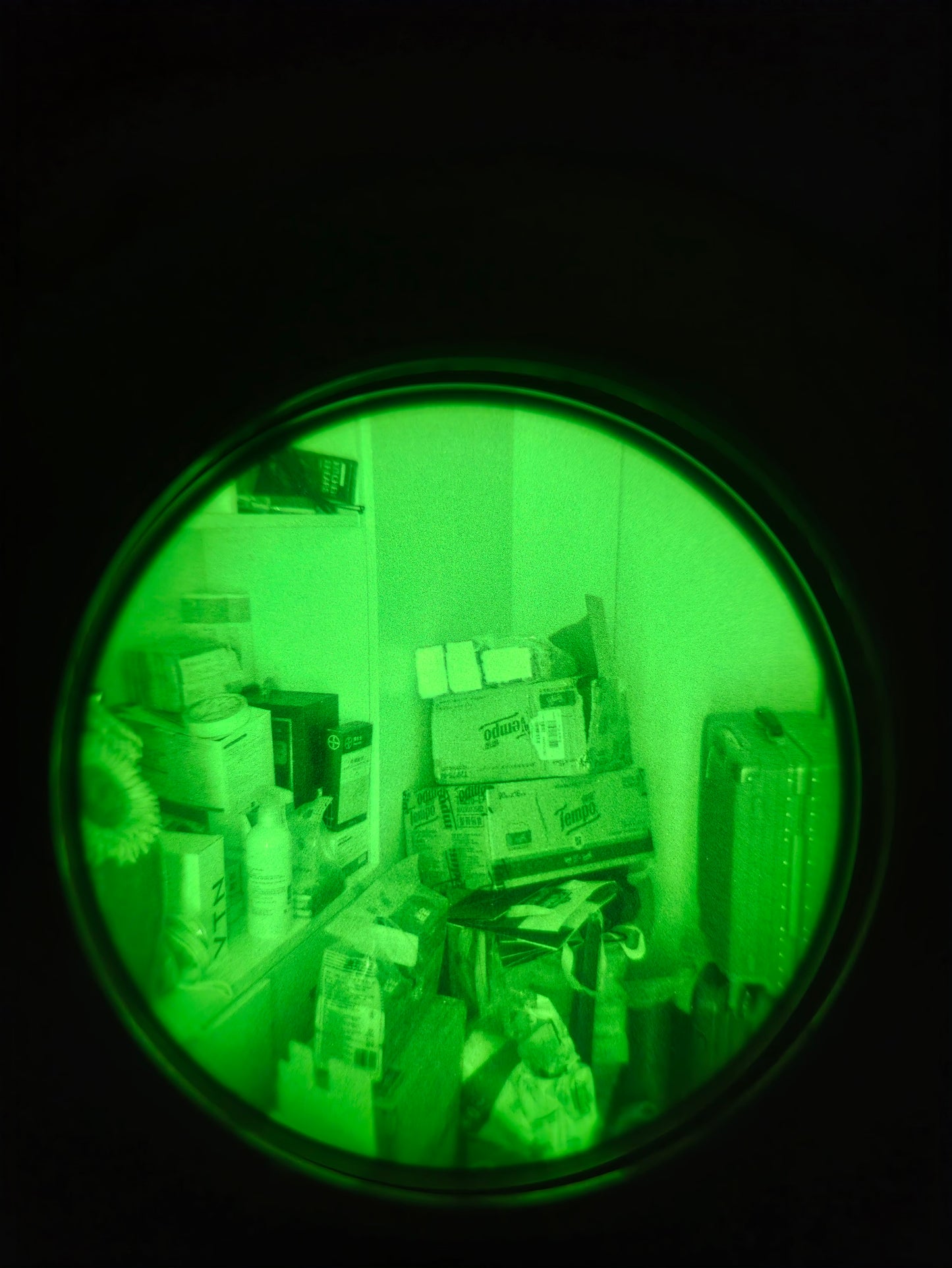 NNVT6L green phosphor first-tube indoor view through the Hunter BNVD 1431