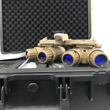 Tan ARGUS APNVG quad-tube panoramic night vision device, front view