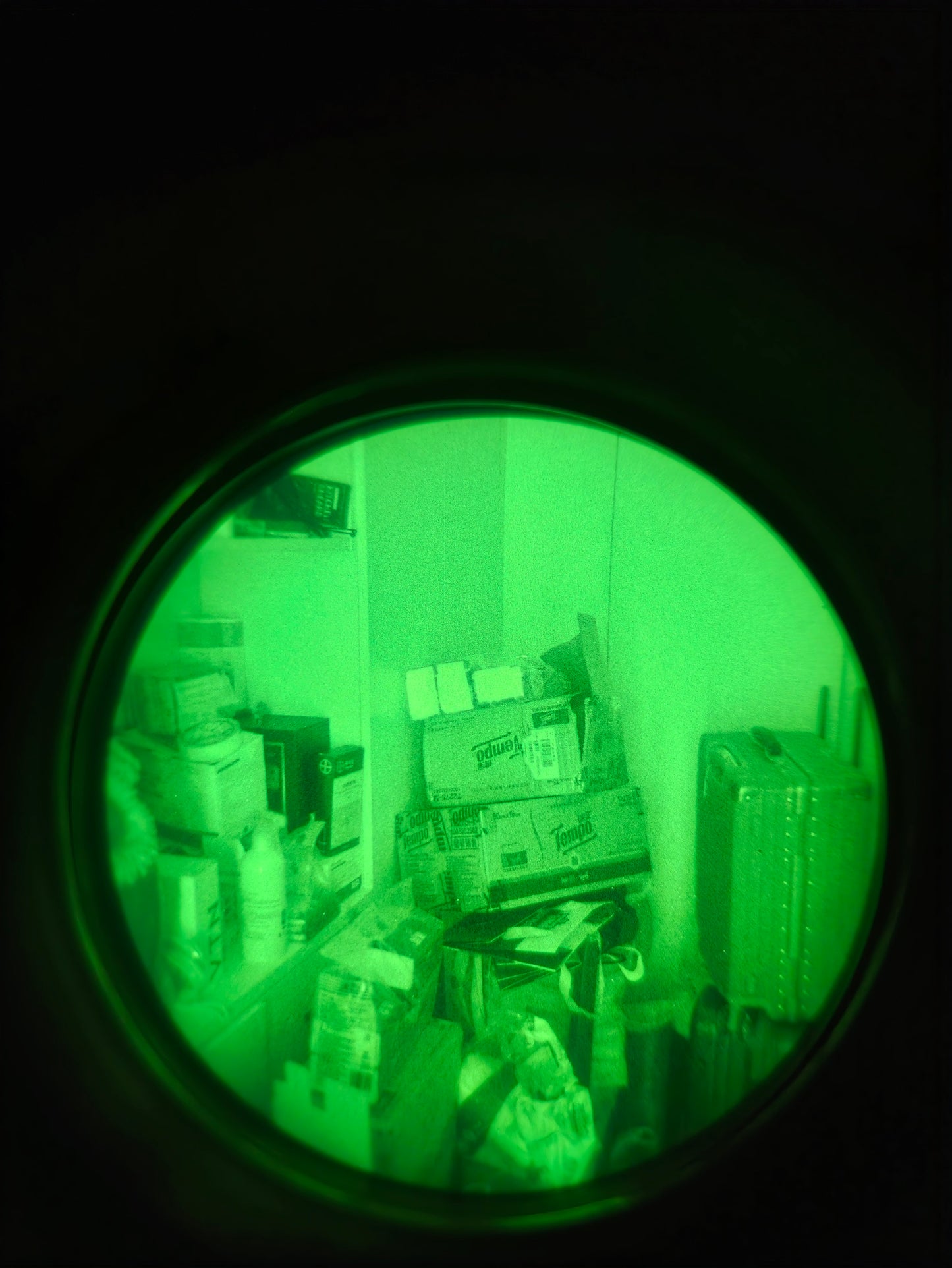 NNVT6L green phosphor second-tube indoor view through the Hunter BNVD 1431